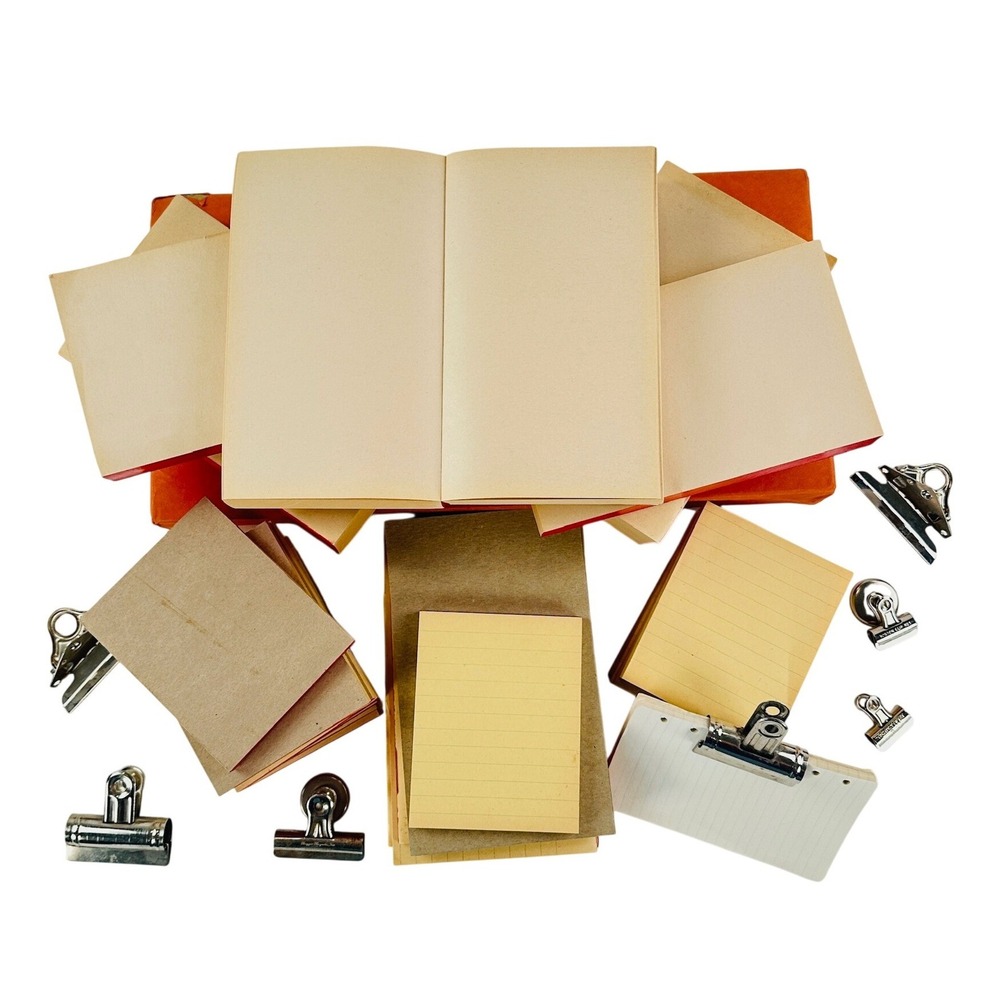 Notepad Bundle Vintage Cream Red Silkweight Manifold Ream Clips Office Supplies